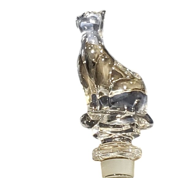 TOWLE Austrian Lead Crystal Cat Kitty WINE  Bottle Stopper BRAND NEW IN BOX Vtg - Picture 2 of 4